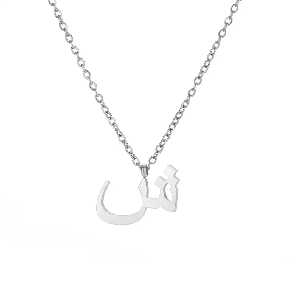 Arabic Letter Name Pendant Necklace For Women Stainless Steel Inital Chain Choker Collar Necklace 2024 Wedding Jewelry bijoux Vera Lux