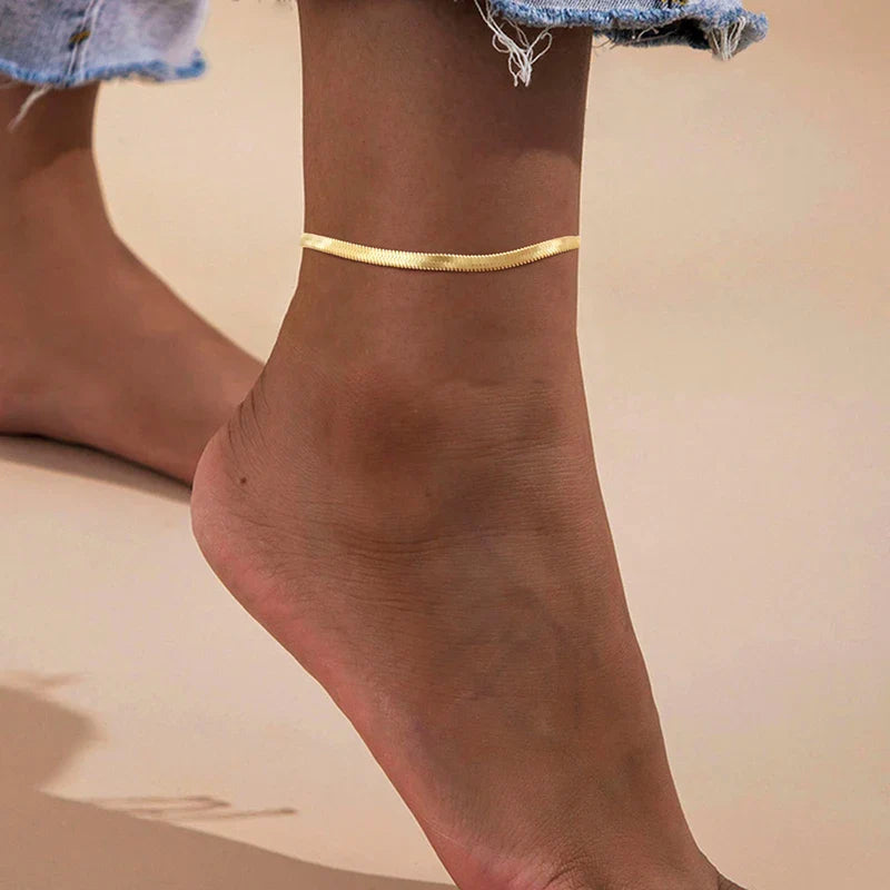 Snake Chain Anklet for Women Girls Adjustable Summer Beach Chain Anklet Bracelet Mother's Day Gifts Stainless Steel Not Allergic Vera Lux