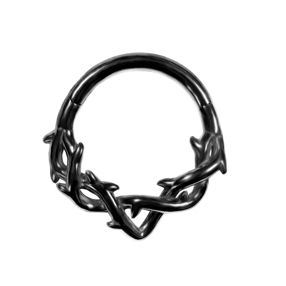 16G Vine Septum Nose Ring Piercing Hinged Clicker 316L Stainless Steel Daith Clicker Helix Cartilage Earring Chain BodyJewelry Vera Lux