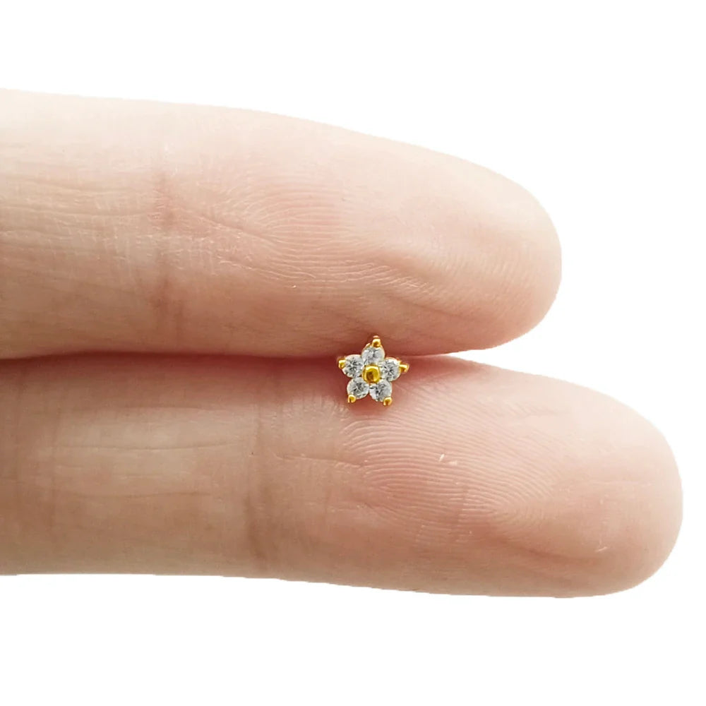 Lightning Internal Thread Labret Piercing Crown Bee Flowers Cartilage Earring Tragus Conch 316L Stainlesss Steel Body Jewelry Vera Lux