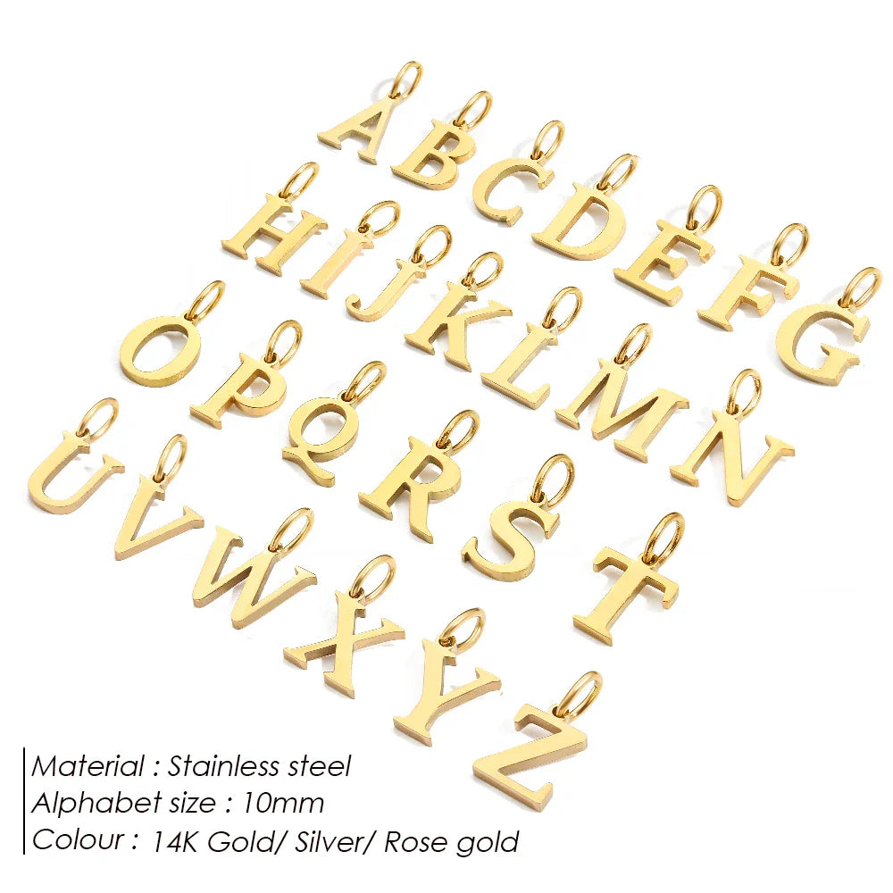 Initial Alphabet Pendant Stainless Steel Charms for Making Necklace Minimalism DIY Accessories Gift Women's Jewelry Wholesale Vera Lux