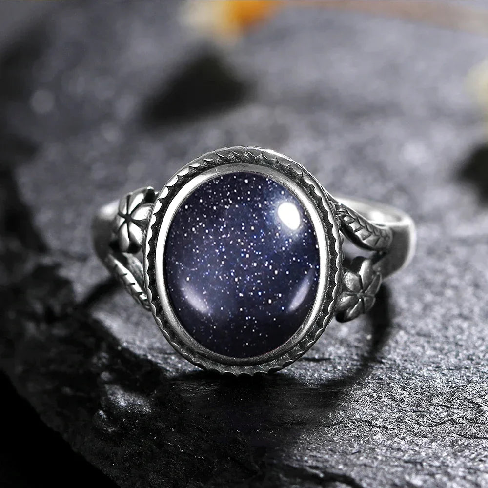 Vinatge Silver Ring Female Jewelry Natural Moonstone Tiger's Eye Personalized Rings for Women Bijoux Wedding Jewelry Gift S925 Vera Lux