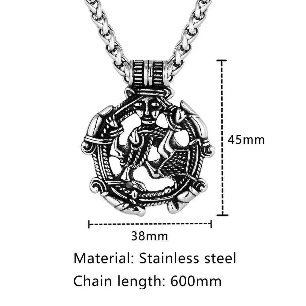 Vintage Vikings Loki Hollow Necklaces Men Stainless Steel Norse Mythology Trinity Pendant Amulet Scandinavian Jewelry Male Gifts Femstylo