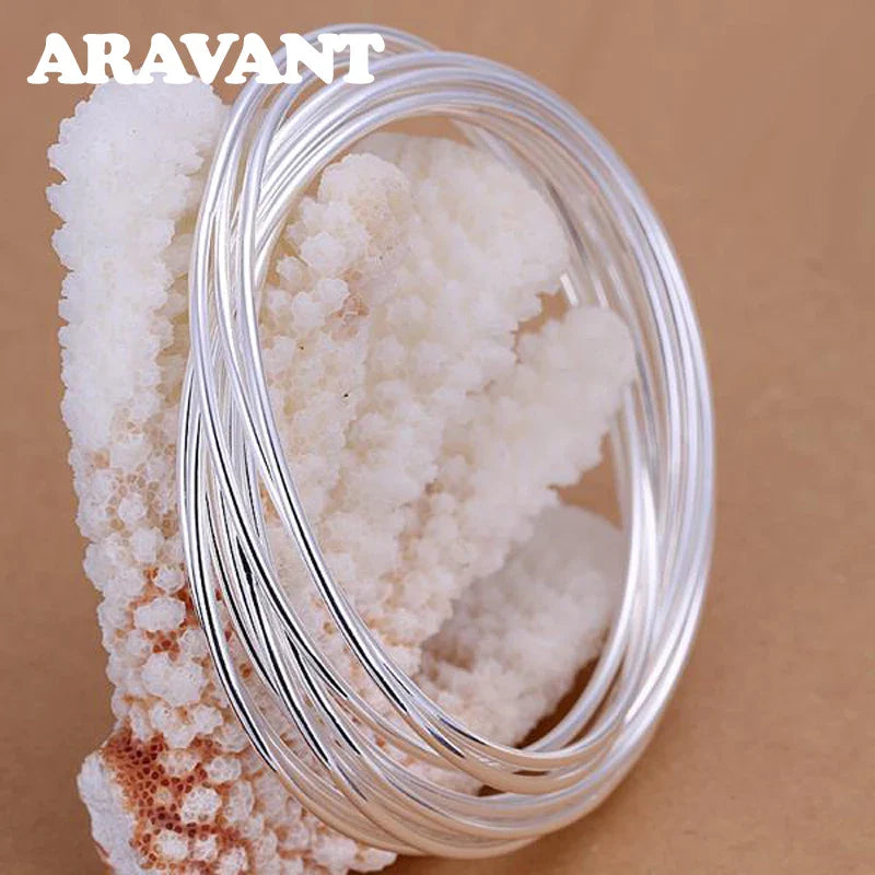 Aravant 925 Silver 10 Circle Triple Ring Bangle For Men Women Fashion Jewelry Vera Lux
