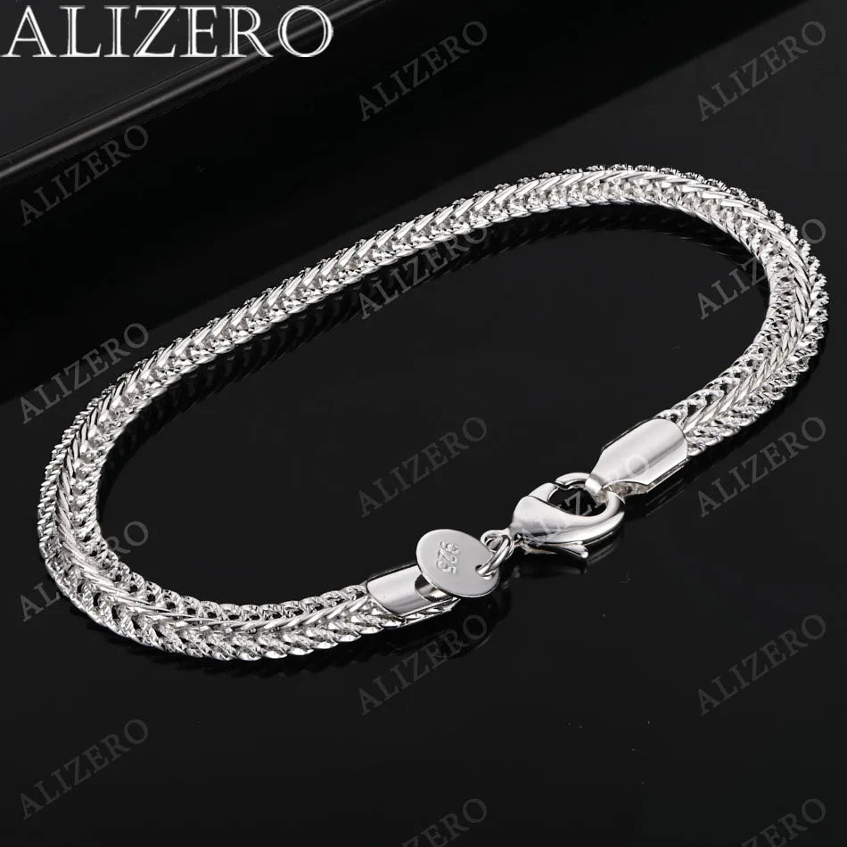 ALIZERO 925 Sterling Silver 18K Gold 6mm Sideways Chain Bracelets For Women Men Wedding Banquet Party Gift Fashion Jewelry Vera Lux