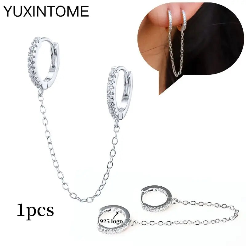 925 Sterling Silver Ear Needle Fashion Hoop Earrings White Crystal Luxury Women's Silver Earrings Wedding Women's Jewelry Gift Vera Lux