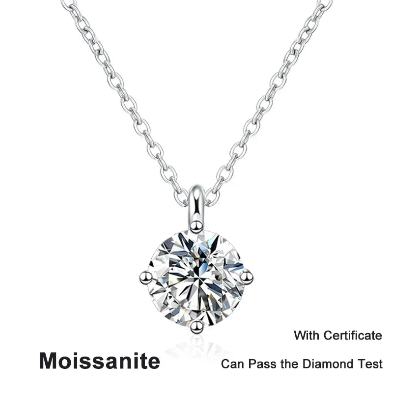 NeeTim 1ct 2ct 3ct D VVS1 Moissanite Necklace for Women Sterling Silver 925 with White Gold Plated Lab Diamond Sparkling Pendant Vera Lux