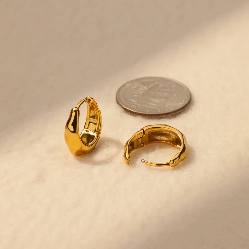 Round Stainless Steel Gold Color Stud Earrings For Women Fashion Waterproof Piercing Earrings New Party Wedding Jewelry Gift Vera Lux