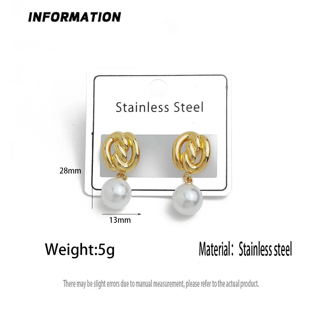 Creative heavy metal pearl shell stainless steel earrings, waterproof and rusty-free women's earrings, party jewelry Vera Lux