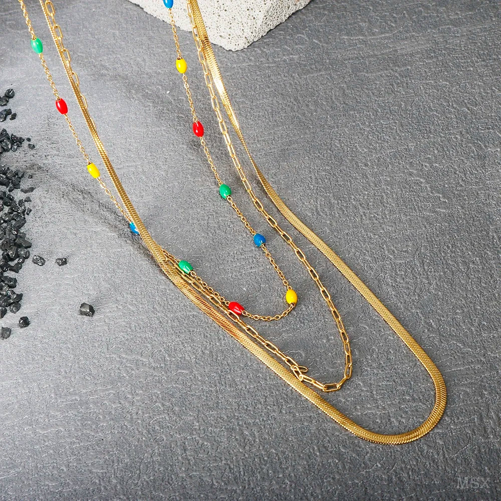 Stainless Steel Vintage Textured Delicate Necklace Vera Lux