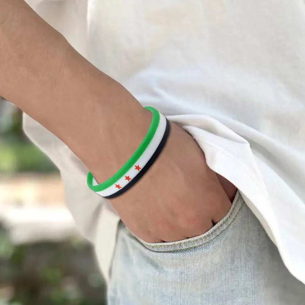 Syria Flag Silicone Bracelets For Men And Women Personalized Bracelets Sports Wrist Band Bangle Lightweight Band for Casual Vera Lux