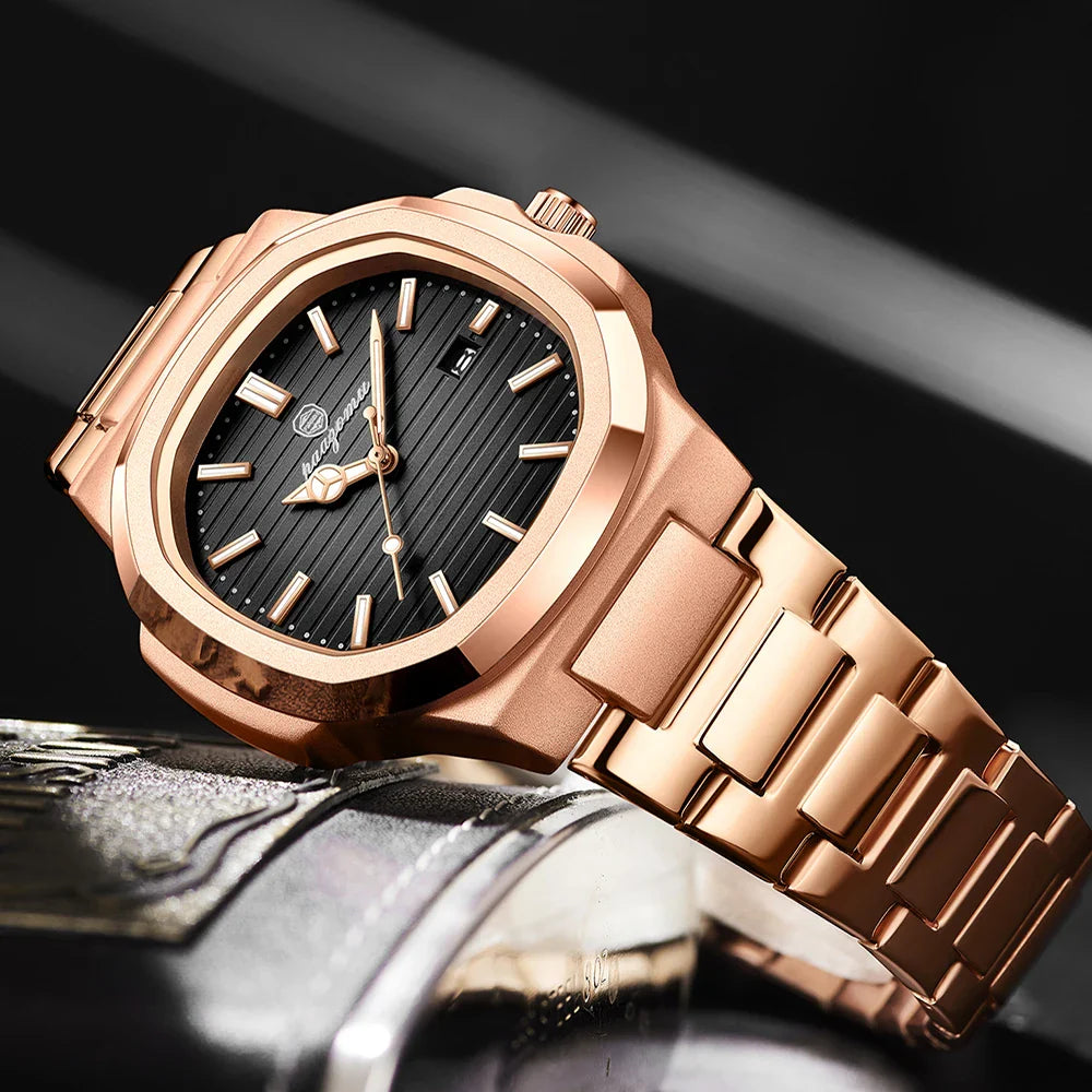 Fashion Men's Watches Business Stainless Steel Quartz Wrist Watch Calendar Date Male Casual Sports Luminous Clock Vera Lux