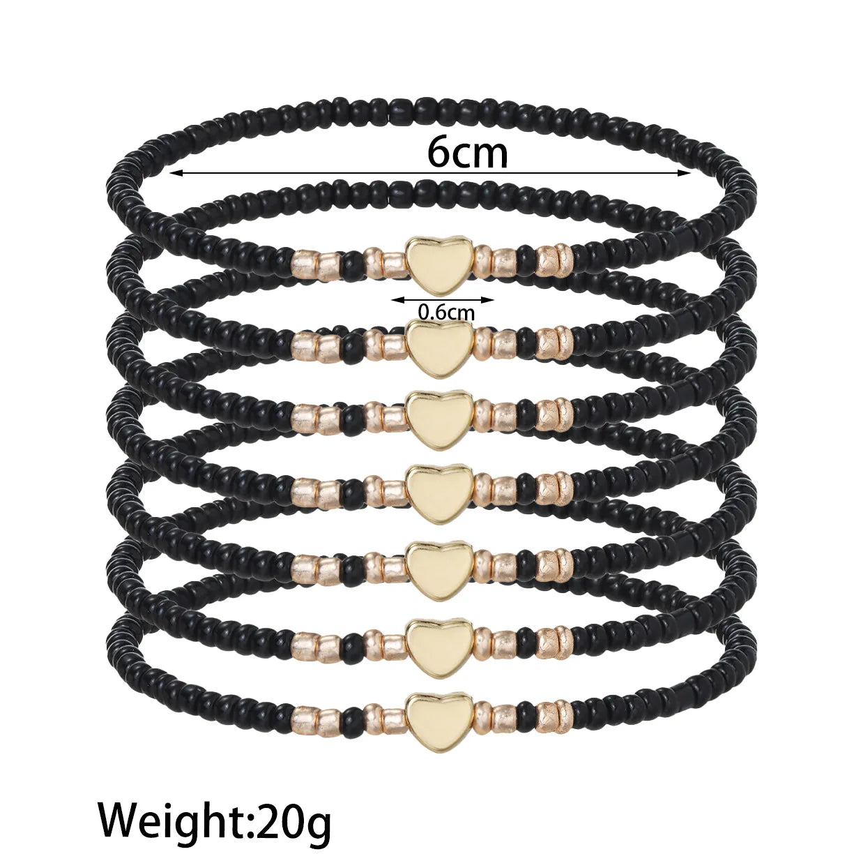 7Pcs Colorful Rice Beads Bracelet Set For Women Fashion Heart Charm Elastic Beaded Chain Bangle Female Trendy Jewelry Gift Vera Lux