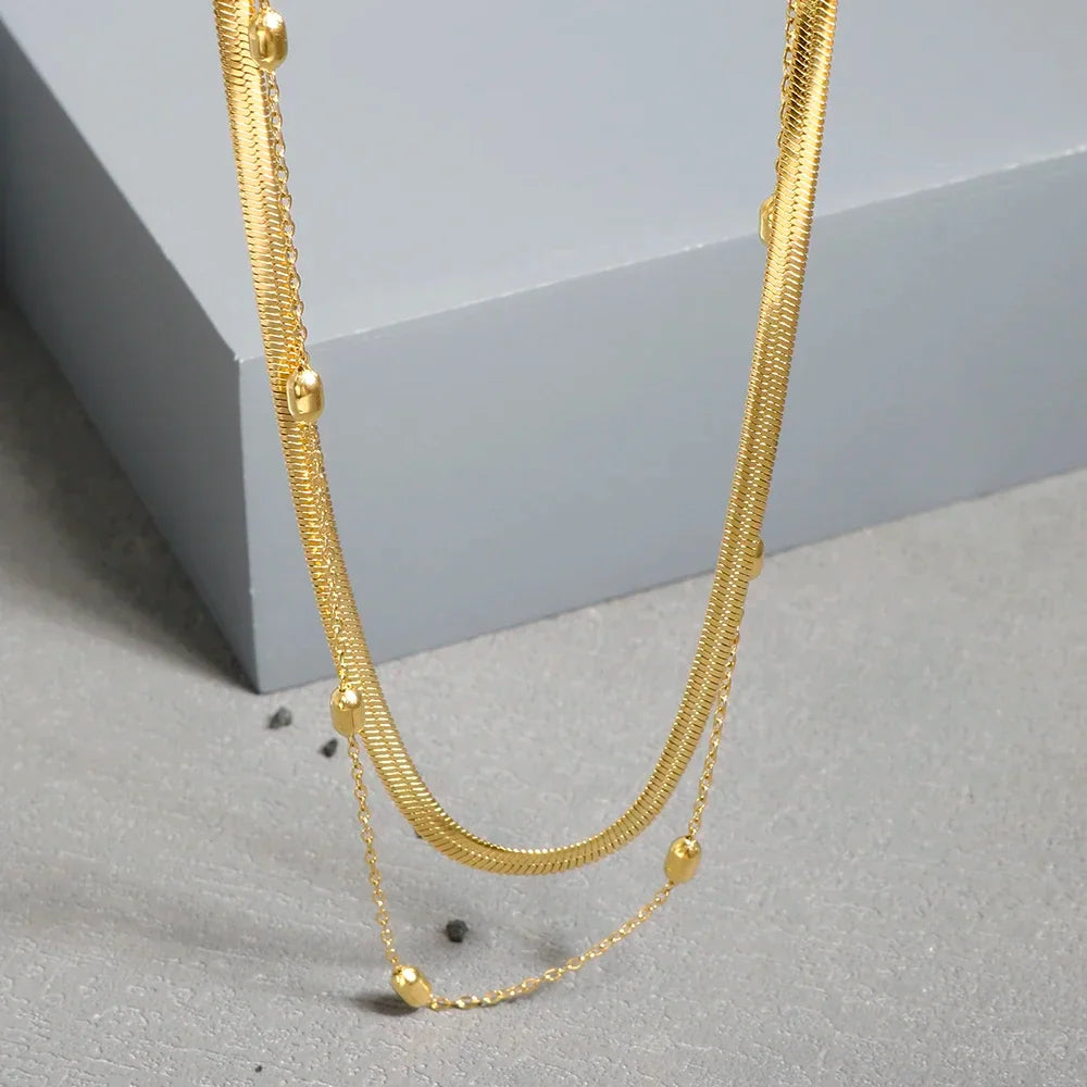 Stainless Steel Vintage Textured Delicate Necklace Vera Lux