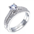 1 pair Vintage Halo 925 Sterling Silver Wedding Ring Set For Women Lady Anniversary Gift Jewelry Bulk Sell Vera Lux