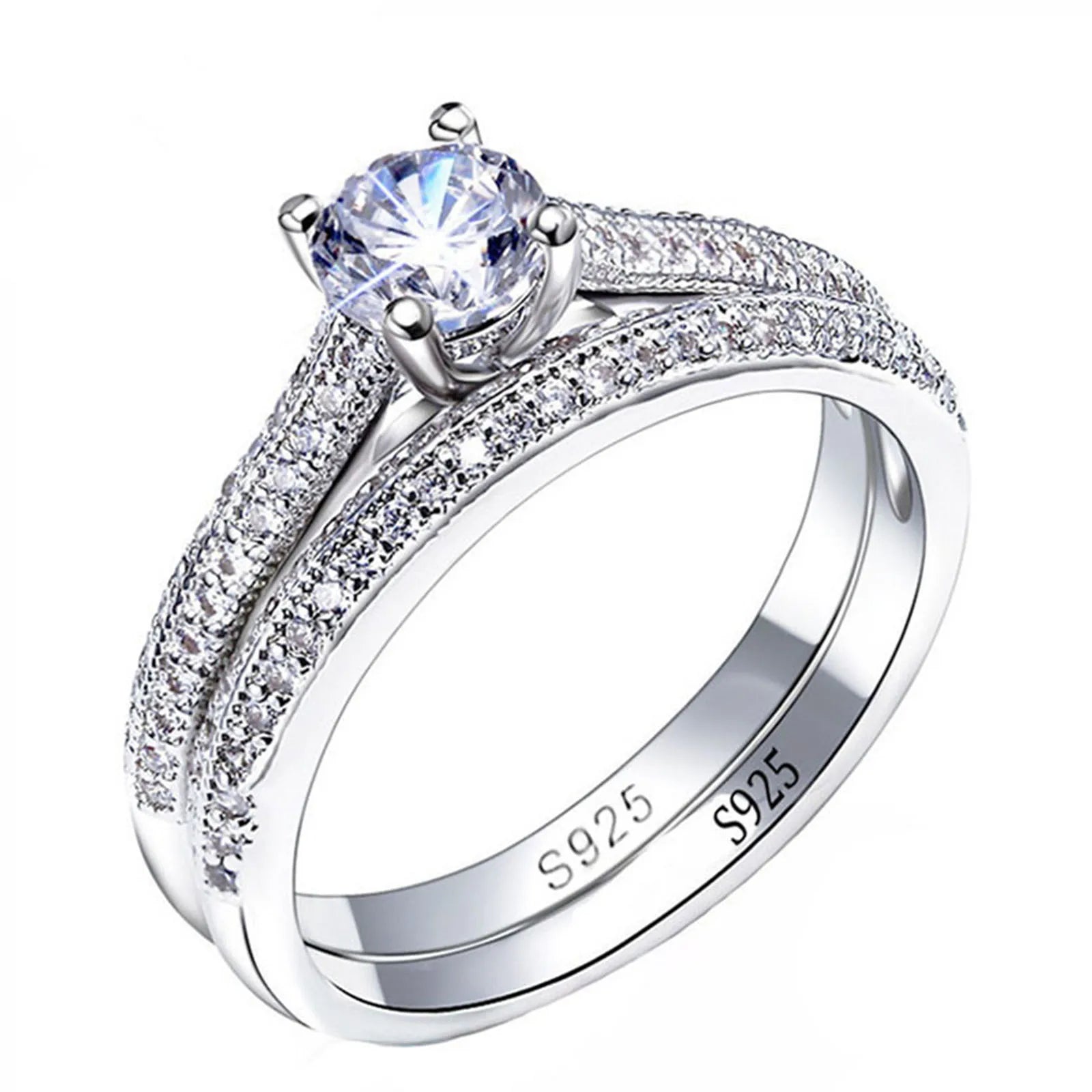 1 pair Vintage Halo 925 Sterling Silver Wedding Ring Set For Women Lady Anniversary Gift Jewelry Bulk Sell Vera Lux