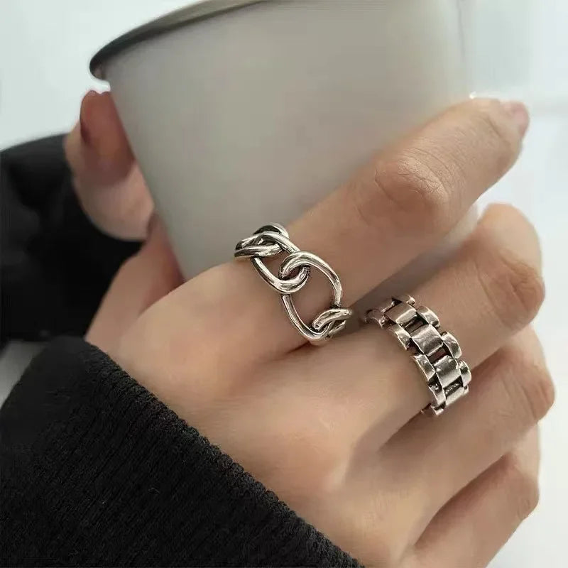 925 Sterling Silver Finger Rings New Fashion Creative Cross Hollow Chain Geometric Party Jewelry Gifts Vera Lux