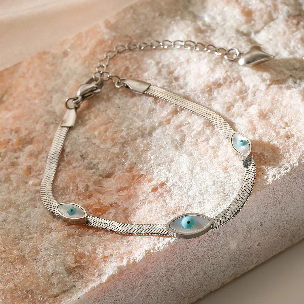 NEWBUY High Quality Non-Fading 316L Stainless Steel Jewelry Gold/Silver Color Evil Eye Choker Chain Bracelet For Women Girl Gift Vera Lux