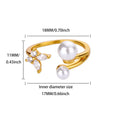 Zircon Butterfly Imitation Pearl Ring For Women Stainless Steel Gold Color Ring 2025 New Fashion Wedding Couple Jewelry Gifts Vera Lux