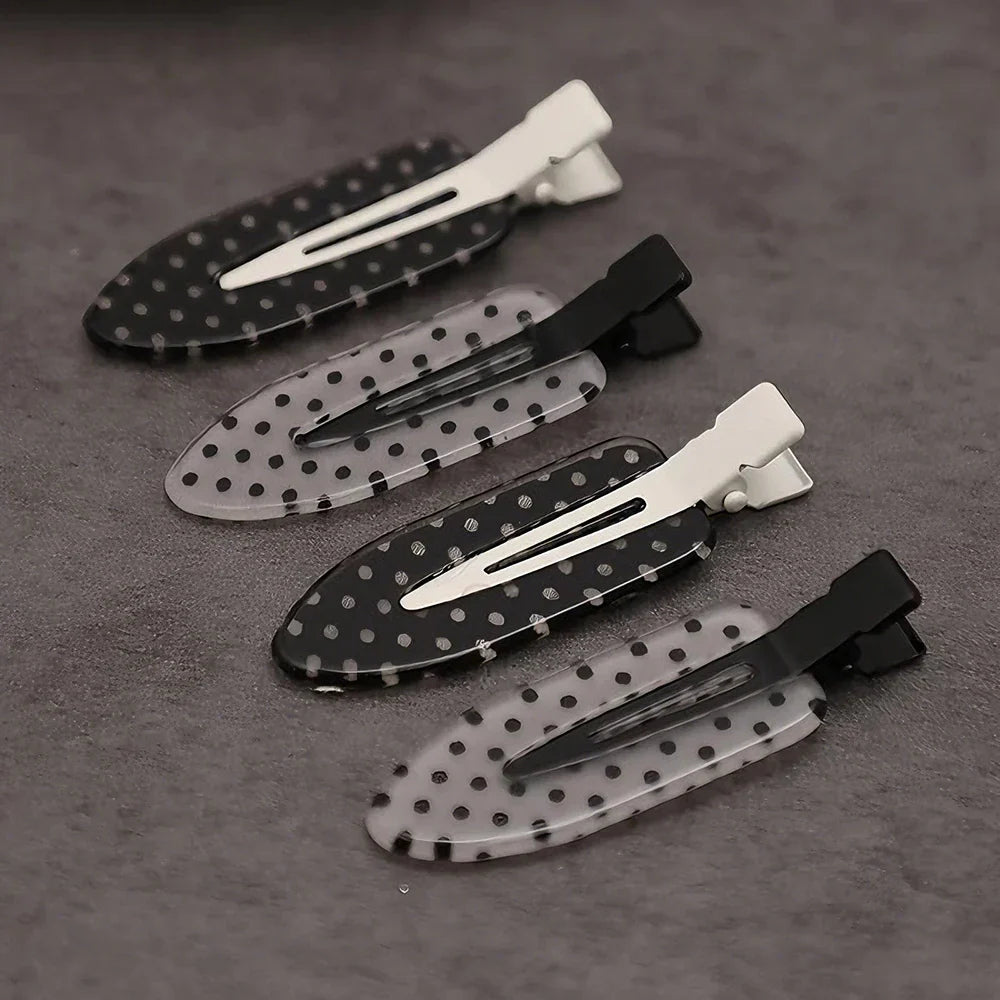 4Pcs Black White Polka Dot Acrylic Hair Clips Secure Hold Suitable for Daily Wear Bb Hairclip Party Outfits Hair Accessories Vera Lux