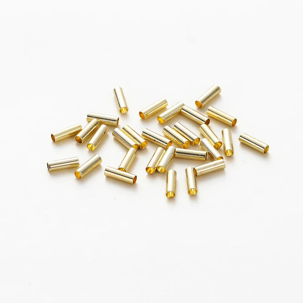 100pcs14K 18K Gold Plated Brass Noodle Tube Cylinder Straight Beads 5 6 7mm Spacer Loose Beads For DIY Bracelet Jewelry Making Vera Lux
