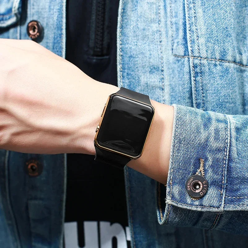 Simple Digital Watch for Men Women Fashion Sport LED Electronic Watch Black Silicone Wristband Casual Mens Watch Reloj Hombre Vera Lux