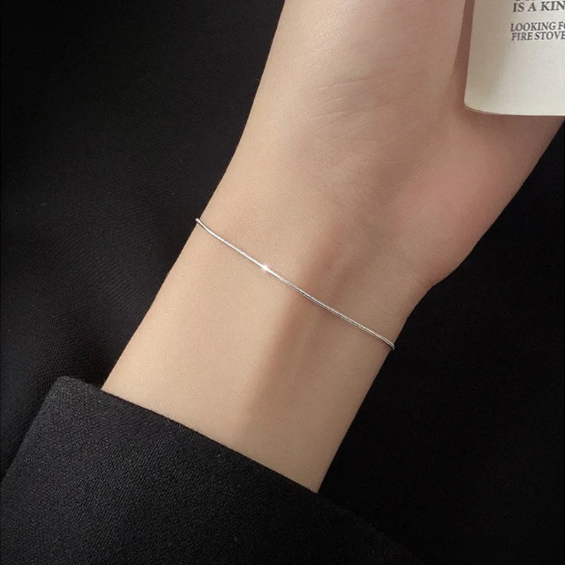 925 Sterling Silver 20cm Snake Chain Lucky Bracelets Woman Party Luxury Designer Jewelry Wedding Jewellery Vera Lux