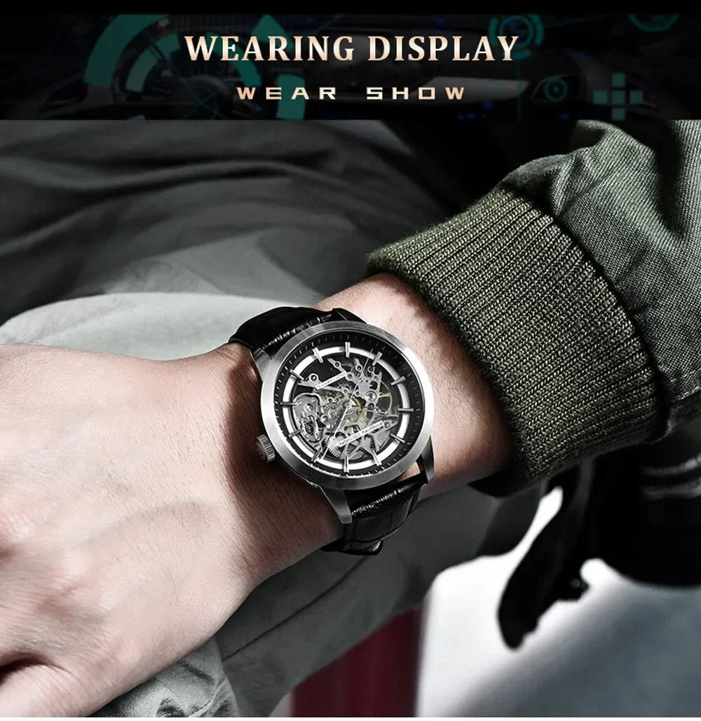 PAGANI DESIGN Business Man Watch Luxury Skeleton Hollow Leather Men's Wristwatch New Mechanical Male Clock Relogio Masculino Vera Lux
