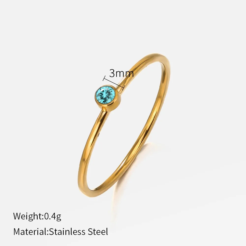 316 Stainless Steel Birthstone Ring Gold Color Simple Fashion Style For Women Festival Party Gift Jewelry Dropshipping Vera Lux
