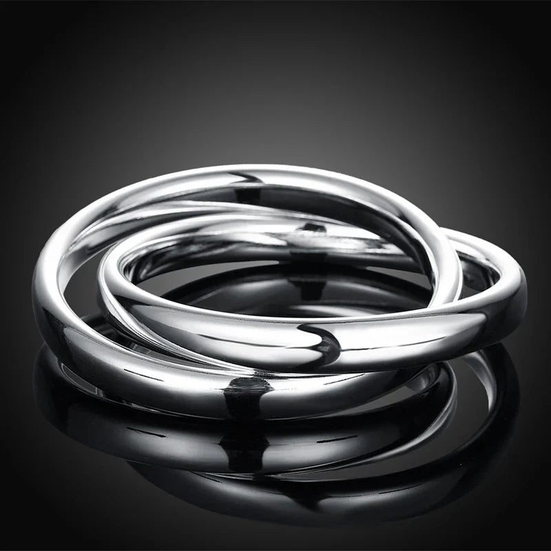 Aravant 925 Silver Double Circle Bangles For Women Men Fashion Jewelry Vera Lux