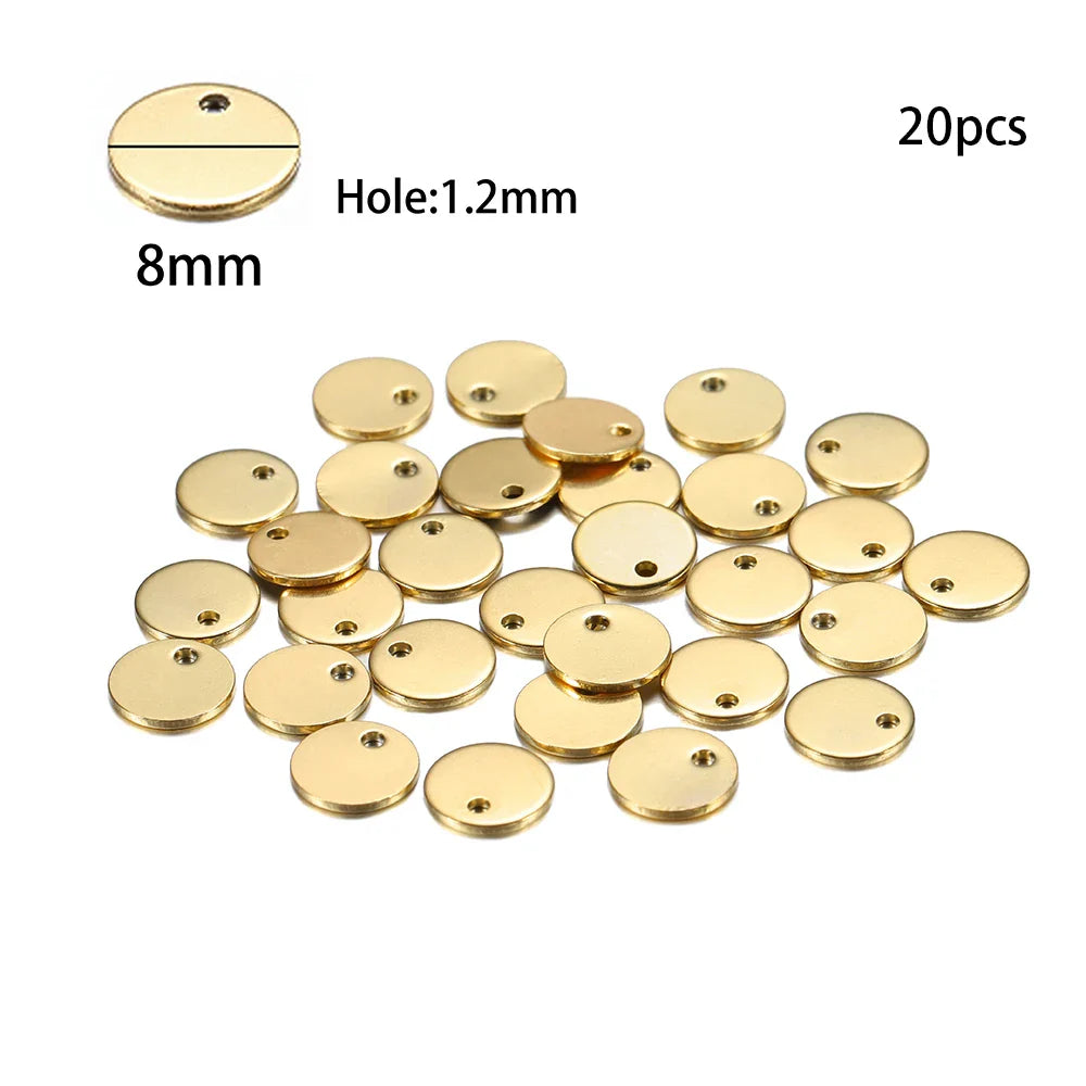 10-50Pcs Gold Stainless Steel Customized Dog Tag Heart-Shaped Oval Blanks Charm Pendant Charms For DIY Jewelry Making Supplies Vera Lux