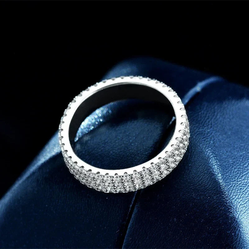 NeeTim Full Moissanite Ring Sterling Silver 925 with Gold Plated Wedding Engagement Eternity Band Patry Luxury Jewelry for Women Vera Lux