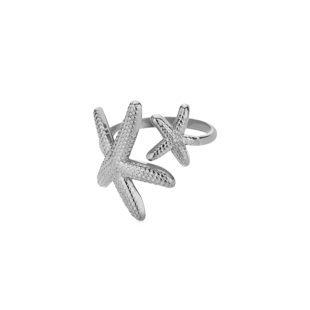 316L Stainless Steel Starfish Shell Rings for Women Gold Color Open Finger Ring Femme Trendy Summer Vacation Ocean Jewelry Gift Vera Lux