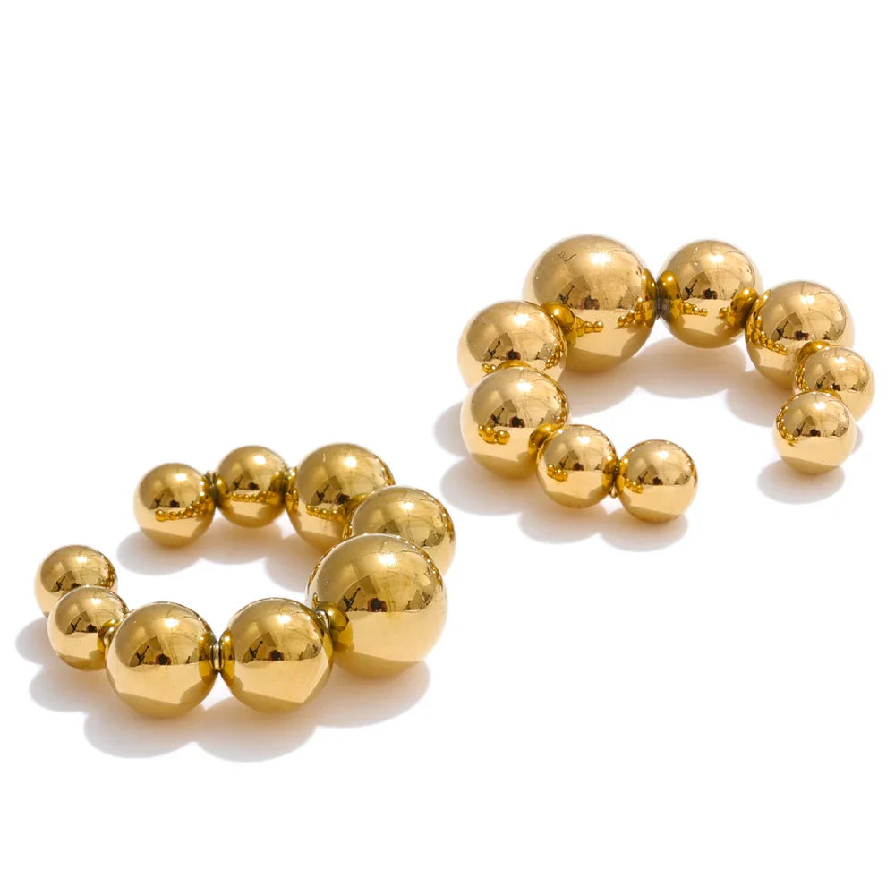 Yhpup 316L Stainless Steel Round Beads Ear Bone Earrings 16K PVD Plated Fashion Personalized Ear Clip Accessories 2025 Vera Lux