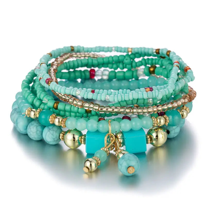 8Pcs Boho Colorful Rice Beads Bracelet Set For Women Summer Elastic  Beaded Chain Bangle Girls Fashion Jewelry Accessories Vera Lux