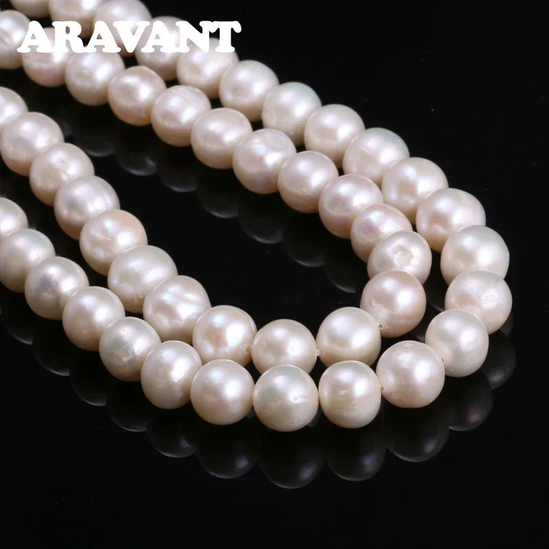 Aravant 925 Silver 8MM Freshwater Pearl Necklace Chain For Women Fashion Jewelry Vera Lux