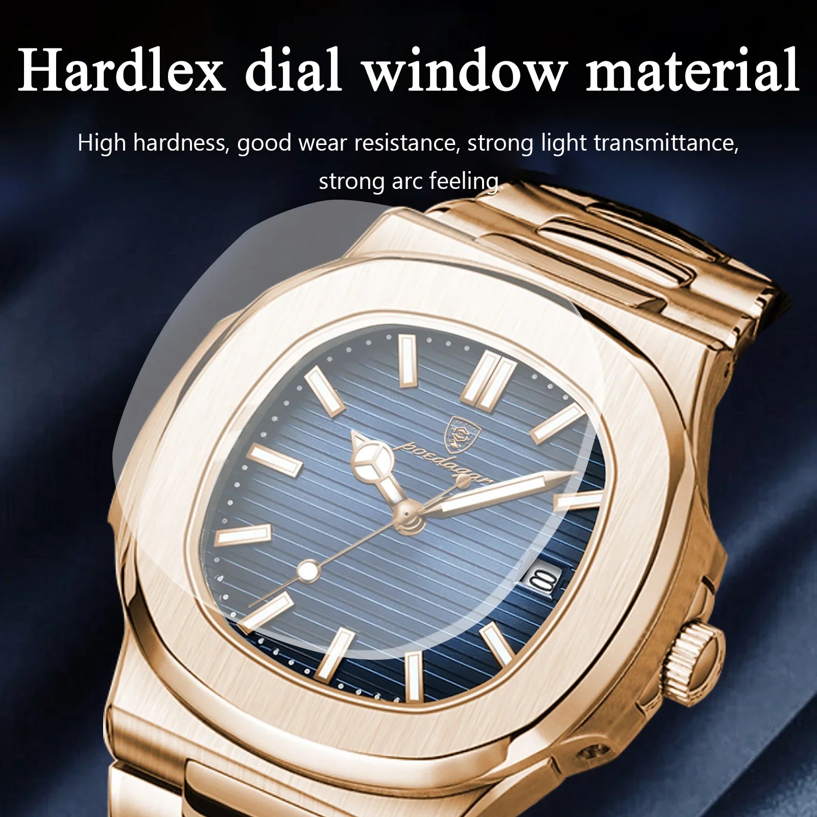 POEDAGAR Fashion Square Male Quartz Watch Waterproof Luminous Date Stainless Steel Man Watch Business Luxury Men's Watches Reloj Vera Lux