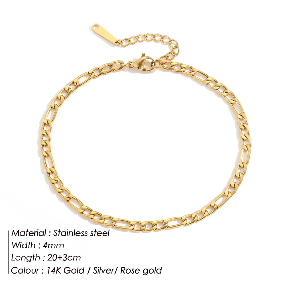 Franco Link Chain Anklets For Men Women Hip Hop Rapper Stainless Steel Foot Jewelry Leg Chain Ankle Cuban Chains Vera Lux