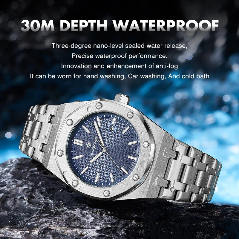 PAAZOMU Luxury Business Man Wristwatch Waterproof Luminous Date Men Watch Stainless Steel Fashion Quartz Watches For Men Reloj Vera Lux