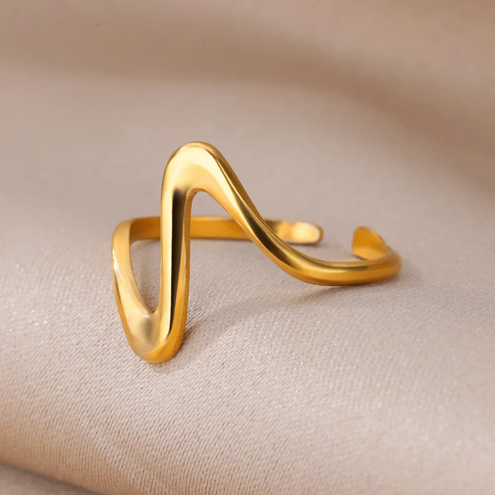 Stainless Steel Rings for Women Waterproof Open Gold Color Ring Wedding Couple Band Jewelry Gifts Free Shipping Items anillos Vera Lux