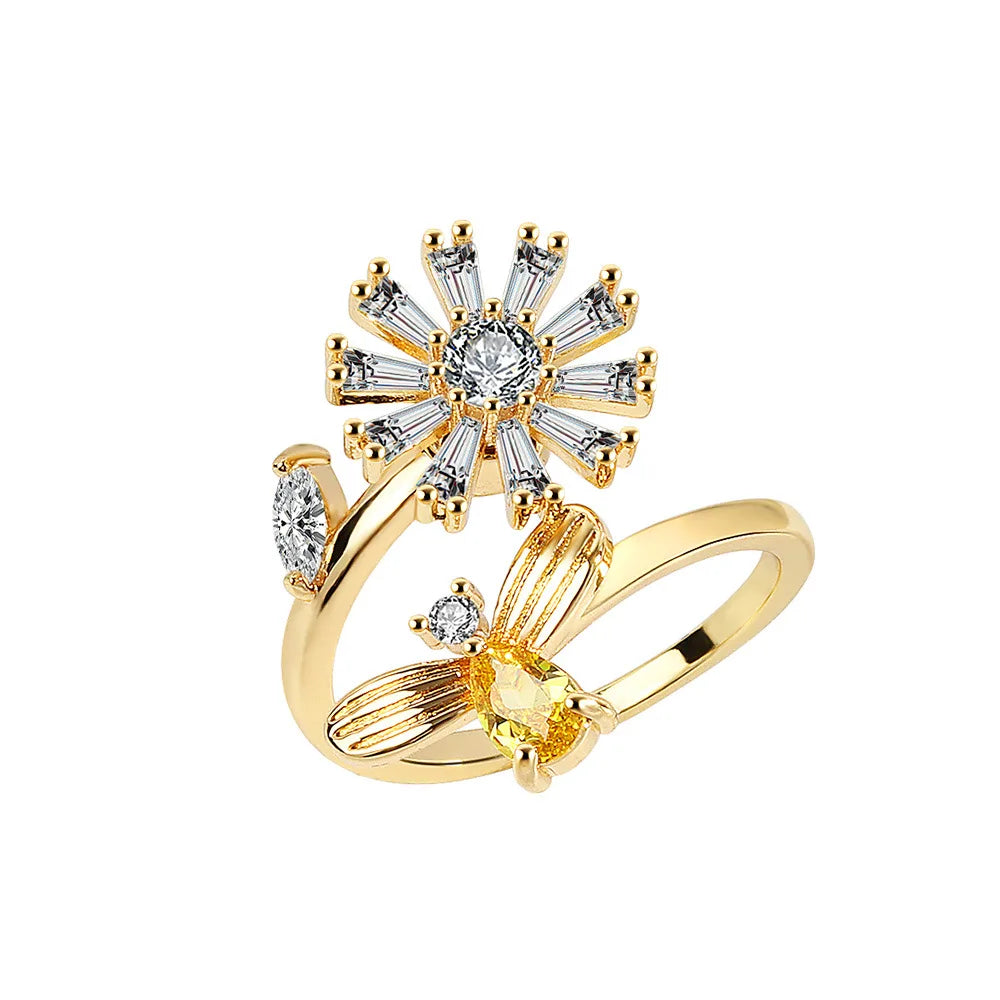 2025 New Rotating Anxiety Knuckle Ring For Women Adjustable And Stackable Open Couple Rings Party Jewelry Gifts Anillo Vera Lux