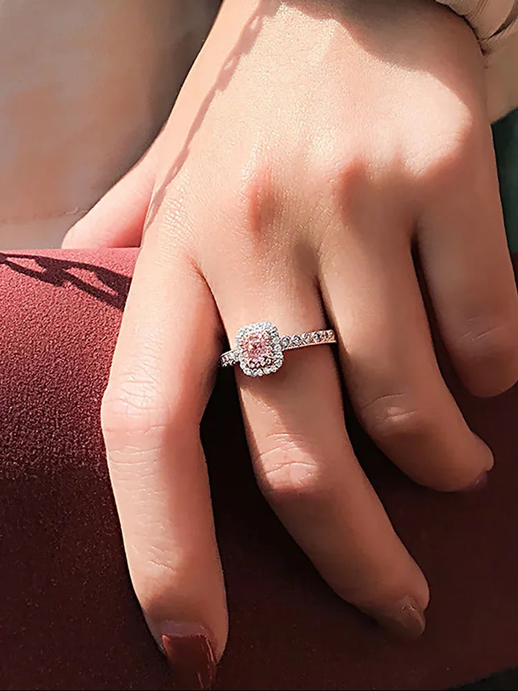 925 Sterling Silve Fashion Delicate Sweet Pink Zircon Ring For Women Anniversary Luxury Personalized High Quality Fine Jewelry Vera Lux