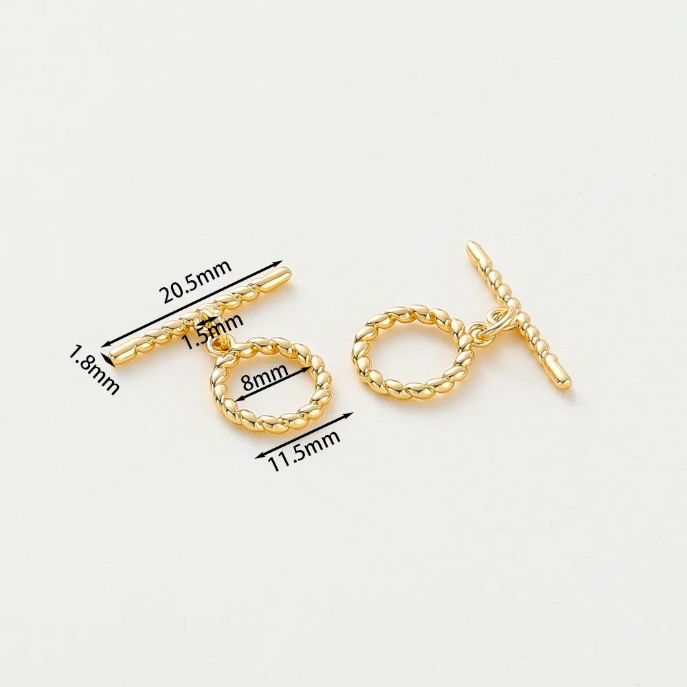 4 Sets 14K/18K Gold Color Plated Brass O Toggle Clasps Connector for DIY Bracelet Necklace Jewelry Making Findings Accessories Vera Lux
