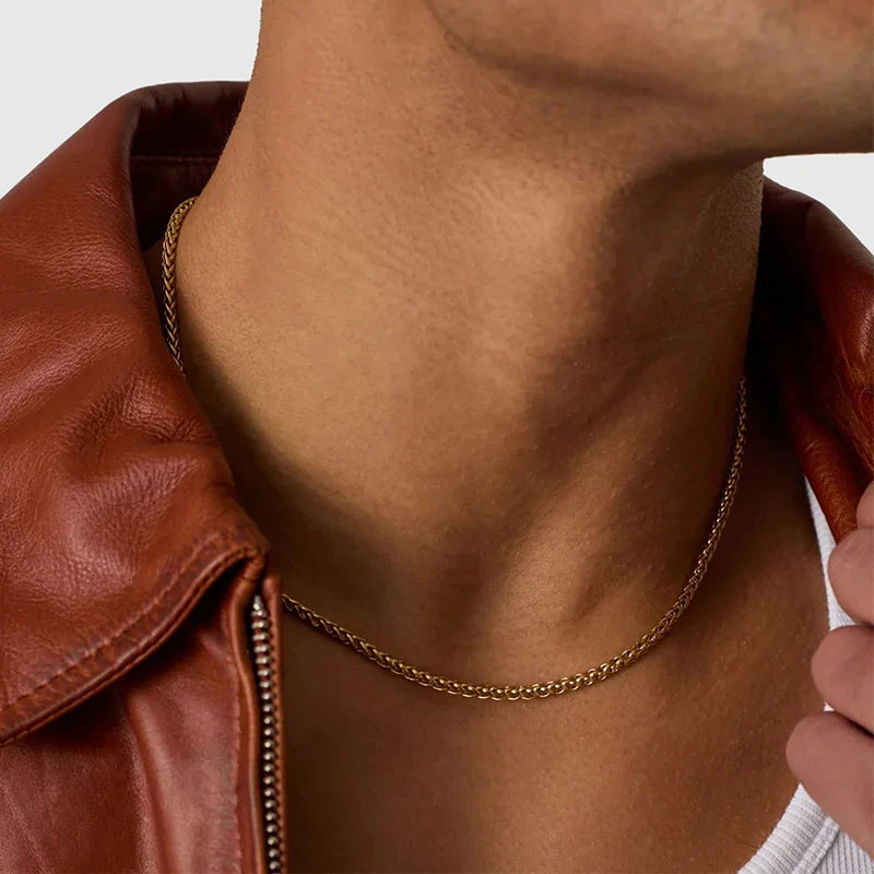 Hot Selling Hypoallergenic Stainless Steel Wheat Chain Men Chain Necklace Design with 18k Gold Plated Vera Lux