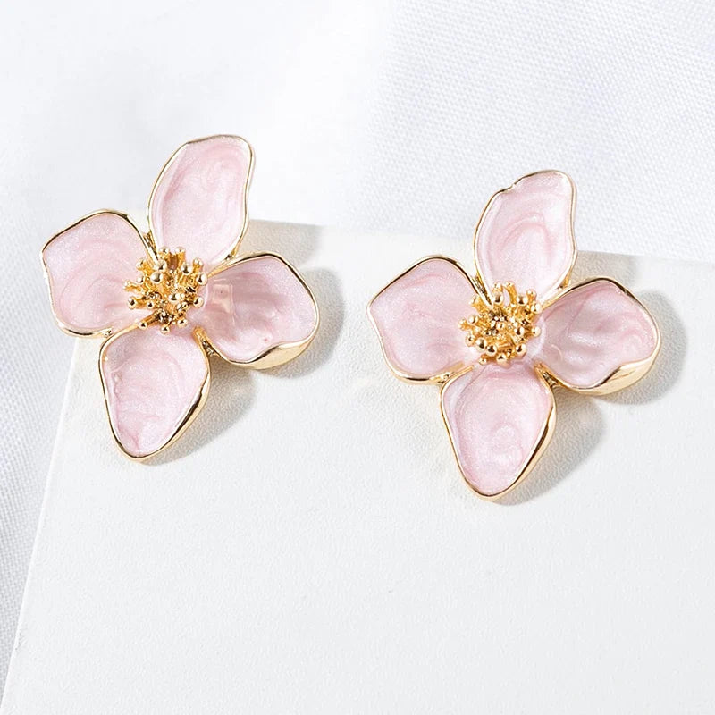 Obega Flower Earrings Stud Pink White Flowers Women Earring Post Spring Summer New Trendy Girls Cute Jewelrys Vera Lux