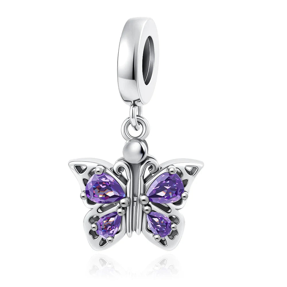 2026 925 Silver Flower, Butterfly, Highland Cow, Motorcycle Pendant Fit European Original Bracelet DIY Jewelry Exquisite Jewelry Vera Lux