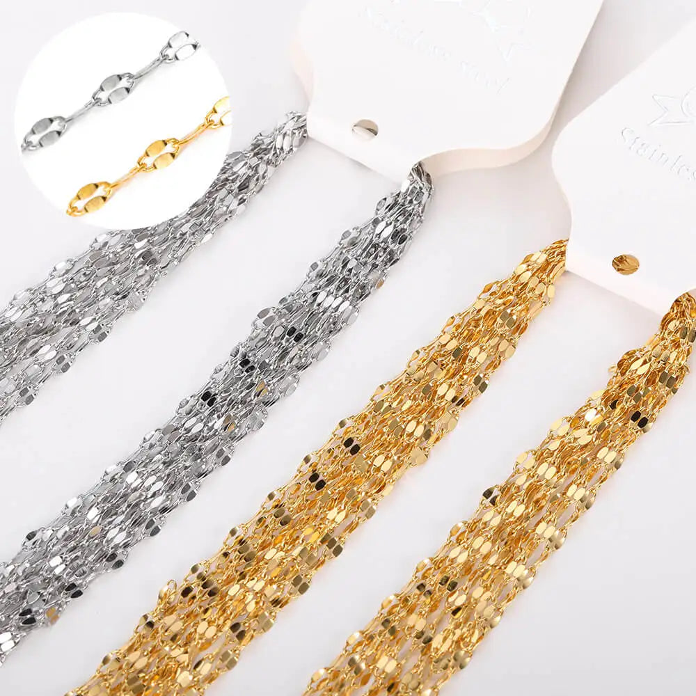 10pcs/set Stainless Steel Gold Color Necklace For Women 45cm Chain DIY Jewelry Accessories Making Materials Handmade Supplies Vera Lux