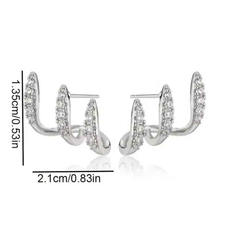 Exquisite Silver Color Claws Stud Earrings with Crystal Modern Design Fashion Versatile Accessories Women Jewelry Vera Lux