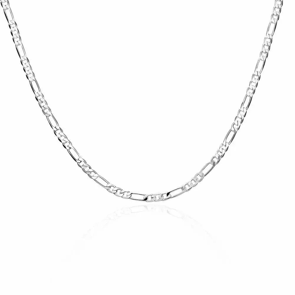 ALIZERO 40-75cm 925 Silver 4mm Figaro Chain Necklace for Women Men Long Necklace Hip Hop Jewelry Gift Vera Lux