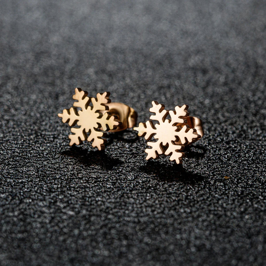 High Quality Stainless Steel Stud Earrings Girl Snowflake Elk Deer Silver Color Tragus Piercing Women'S Earrings Christmas Gifts Vera Lux